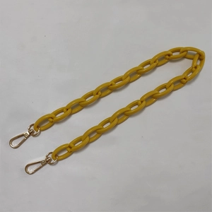 Bright yellow acrylic handbag chain strap with gold swivel lobster clasps for bags