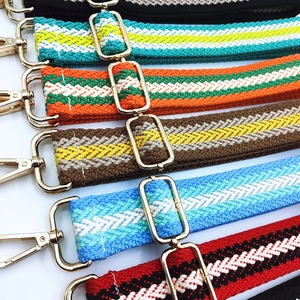 Adjustable 3.8cm woven shoulder strap replacement with colorful geometric patterns