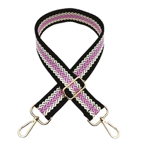 Adjustable 3.8cm ethnic woven shoulder strap with gold hooks for crossbody bags