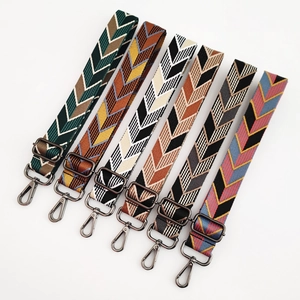 Adjustable jacquard wide shoulder straps with colorful herringbone geometric patterns