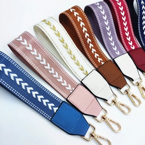 Colorful wide replacement handbag straps with chevron texture and golden hooks
