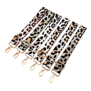 Adjustable nylon leopard jacquard bag straps with gold hardware in six colors