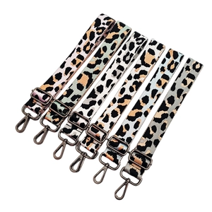 Adjustable wide leopard print bag straps with vintage metal buckles in multiple colors