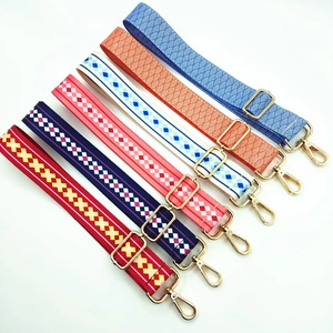 Adjustable Ethnic Style Patterned Bag Strap Replacement For Crossbody Shoulder Handbags Wide Polyester Webbing Strap Gold Hardware