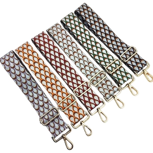 Colorful jacquard peacock pattern wide shoulder straps with gold metal hardware