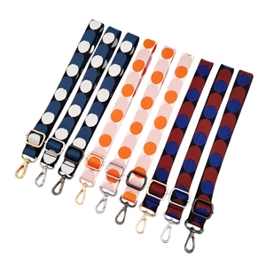 Adjustable woven polka dot replacement straps for shoulder bags with metal buckles