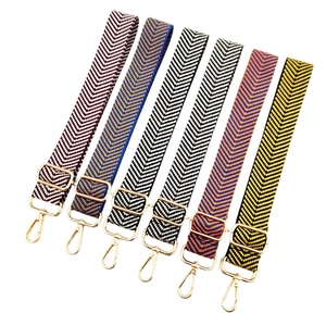 Adjustable colorful jacquard chevron shoulder straps with gold metal hardware