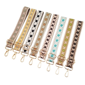 Wide Bag Strap Replacement Cotton Polyester Jacquard Ethnic Bohemian Geometric Diamond Pattern Adjustable Shoulder Belt