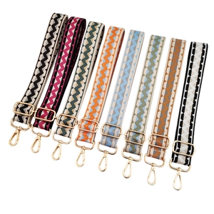 Adjustable Wide Bag Shoulder Strap Polyester Webbing Colorful Wave Pattern Geometric Replacement Crossbody Handbag Accessory