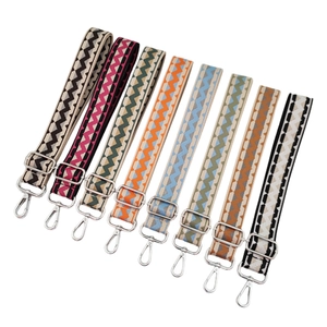 Colorful wave pattern woven shoulder straps with adjustable metal buckles for handbags