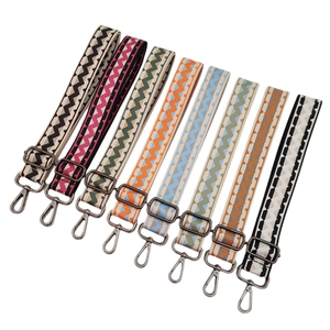 Adjustable 3.8cm wide woven shoulder strap with bohemian chevron pattern and metal hooks