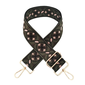 Retro colorful jacquard thickened wide shoulder strap with adjustable gold lobster clips