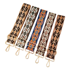 Bunte Jacquard-Schultergurte im Ethno-Stil mit goldenen Metallhaken für Handtaschen
