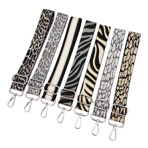 Adjustable leopard and zebra print shoulder straps for crossbody bags with silver hooks