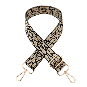 Adjustable 3.8cm leopard print bag strap with golden metal lobster clasps and buckles