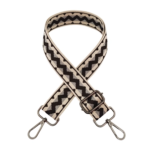 Detail of 3.8cm wide replacement strap with black and grey wavy geometric pattern