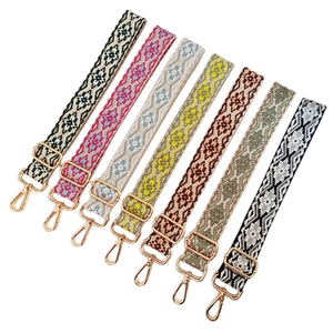 Adjustable 3.8cm jacquard replacement shoulder straps for bags with gold metal hardware