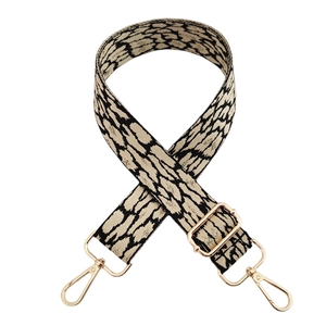 Adjustable leopard print replacement bag strap with premium gold metal swivel hooks