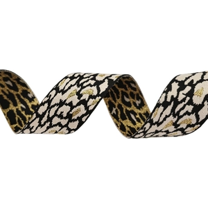 Adjustable 5cm leopard print bag strap with golden metallic thread and black pattern