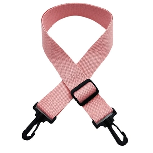 Pink adjustable wide cotton shoulder strap with black rotating plastic hooks and buckles