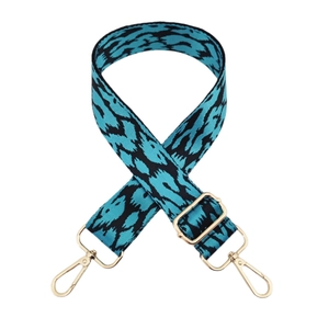 Adjustable 3.8cm leopard print nylon shoulder strap with gold metal lobster clasps
