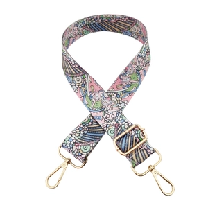 Bandoulière large réglable avec motif mandala coloré et mousquetons en métal doré