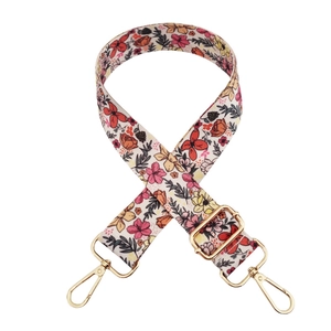 Bandoulière réglable en polyester à motif floral avec crochets dorés pour sacs à main
