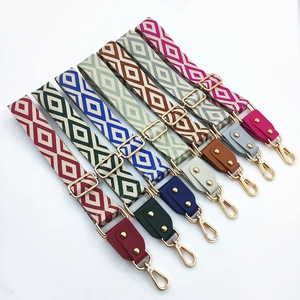 Adjustable wide replacement bag straps with colorful geometric diamond jacquard patterns