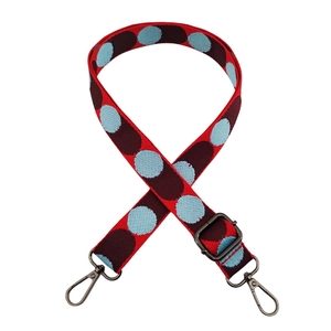 Adjustable colorful polka dot bag strap with secure metal lobster clasps and buckles