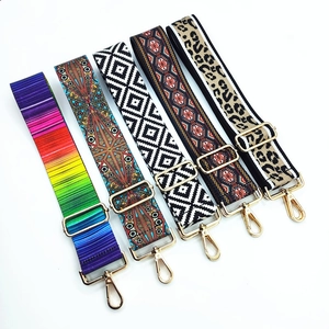 Wide Adjustable Replacement Bag Strap Polyester Shoulder Belt Ethnic Leopard Jacquard Woven For Handbag Crossbody Bag