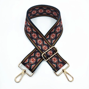 5cm ethnic vintage patterned crossbody bag strap with gold metal lobster clasps and buckles