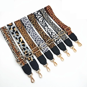 Adjustable leopard print bag straps with gold metal hooks in eight stylish patterns