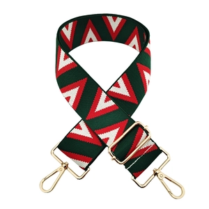 Adjustable wide replacement strap with geometric triangle pattern and gold hardware