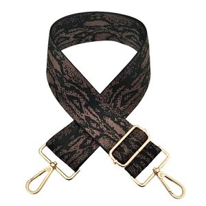 Adjustable wide replacement bag strap with snakeskin pattern and gold hardware hooks