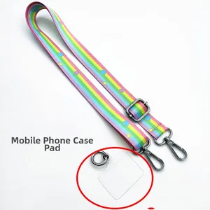Rainbow phone lanyard set with star patterns, lobster clasps and a clear phone gasket