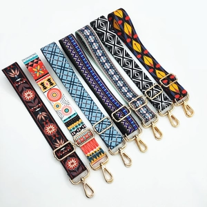 Adjustable Wide Bag Strap For Women Ethnic Style Embroidered Polyester Replacement Shoulder Strap For Crossbody Bags Decoration