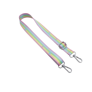 Adjustable rainbow striped phone strap with star patterns and silver metal lobster clasps
