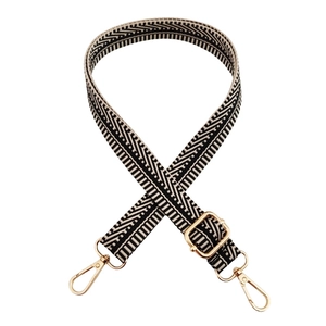Adjustable 2.5cm geometric woven strap with gold metal lobster clasps for bags