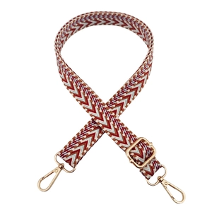 Close-up of 2.5cm Bohemian chevron woven strap with adjustable golden lobster clasps