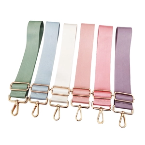 Adjustable 5cm wide nylon shoulder straps in multiple pastel colors with gold hardware