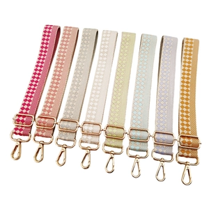 Wide Bag Strap Replacement Adjustable Jacquard Poly-Cotton Shoulder Strap Checkerboard Geometric Crossbody Belt