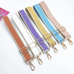 Adjustable wide shoulder strap replacement set with geometric patterns and gold hardware
