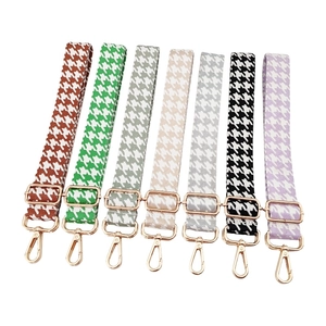 Houndstooth Jacquard Bag Strap Adjustable Wide Shoulder Strap Poly Cotton Replacement For Crossbody Handbags Swivel Hooks