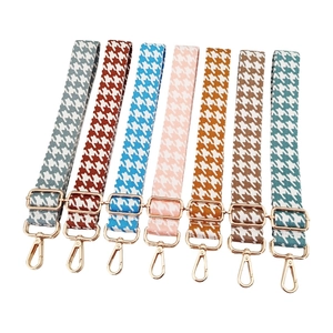 Adjustable houndstooth embroidery replacement shoulder straps in seven colors with gold hardware