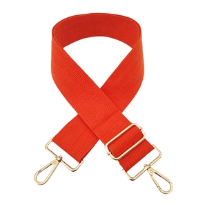 Adjustable bright orange cotton shoulder strap with gold metal buckles for crossbody bags