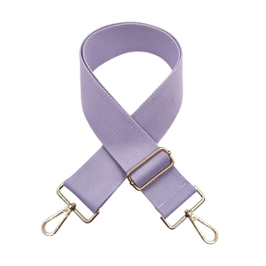 Lavender adjustable wide cotton bag strap with polished gold-tone metal lobster clasps