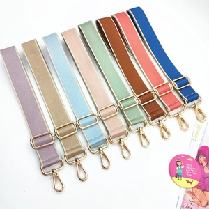 Adjustable colorful canvas bag shoulder strap with gold hardware hooks in eight colors