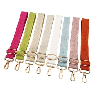 Wide Adjustable Bag Strap Replacement Shoulder Crossbody Belt Polyester Cotton Jacquard Diamond Pattern Metal Hooks