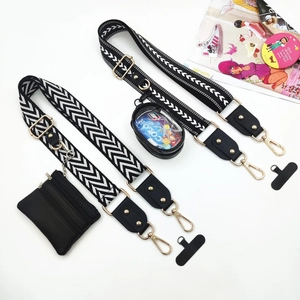 Adjustable Wide Bag Strap Woven Polyester Replacement Shoulder Crossbody Belt Geometric Pattern Mini Pouch Phone Connector