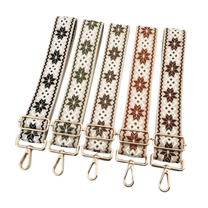 Adjustable Embroidered Bag Strap Ethnic Retro Style Crossbody Shoulder Strap Replacement Wide Polyester Webbing Bag Belt